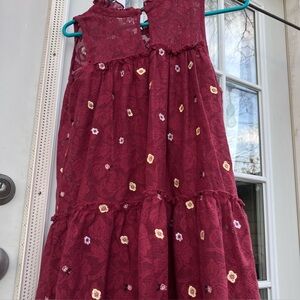 Miami Burgundy Floral Lace Kids Dress